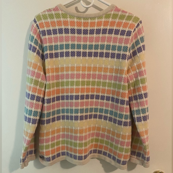 Appleseed’s Checkered Cardigan - Large - Cream, Rainbow - Picture 2 of 5